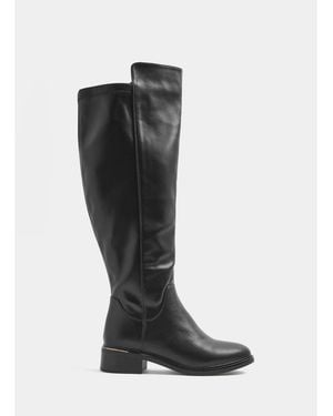Yours Curve Stretch Knee High Boots - Black