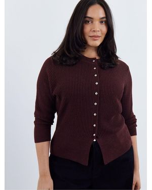Simply Be Button Through Cinched Cardigan - Purple