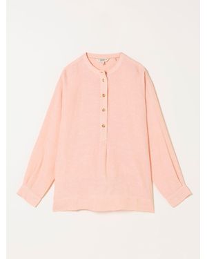 FatFace Fatface Julia Petite 100% Linen Popover Shirt - Pink