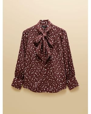 Joules Tabby/ Spot Tie Neck Blouse - Red