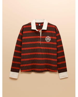 Joules Lara Boxy Fit Rugby Shirt - Brown