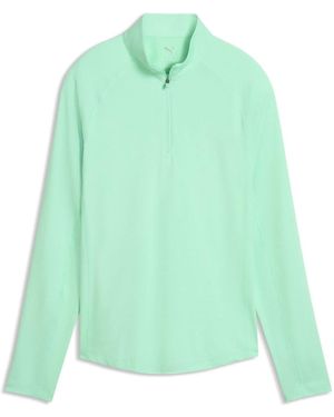 PUMA You-V Solid Quarter-Zip Golf T-Shirt - Green