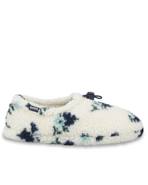 Totes Borg Full Back Slippers With Toggle - White