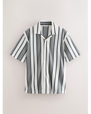 Next Textured Stripe Jersey Shirt - Gray