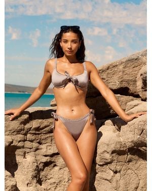 Boux Avenue Ibiza Broderie Bikini Top - Metallic