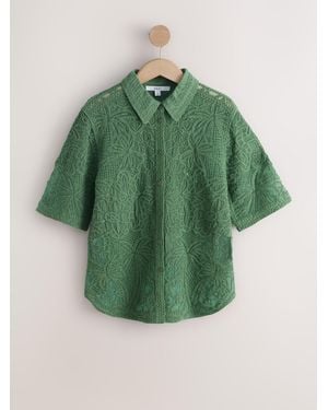 Next Crochet Short Sleeve Shirt - Green