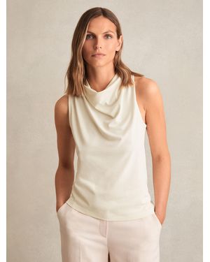 Reiss Cotton Blend Cowl Neck Sleeveless Top - Natural