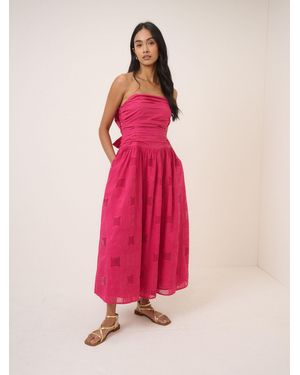 Nobody's Child Nobodys Child Ariella Bandeau Sleeveless Drop Waist Midi Dress With Bow Back Detailing - Pink