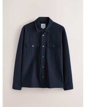 Next Jersey Twill Popper Shacket - Blue