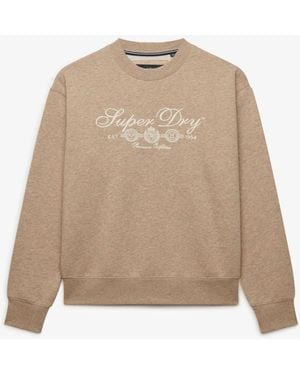 Superdry Country Club Crew Sweat Top - Natural