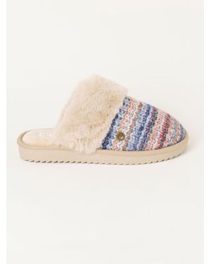 FatFace Fatface Kaia Faux Fur Knitted Mule - Natural