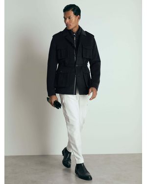 Reiss Firenze Atelier Felted-Cashmere Field Jacket - Blue