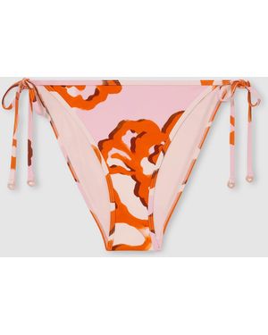 Reiss Tina Printed Side Tie Bikini Bottoms - Orange