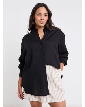 Simply Be Relaxed Linen Shirt - Black