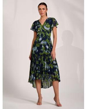 Jolie Moi Cap Sleeve Pleated Chiffon Maxi Dress - Green