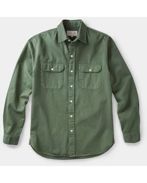 aubi Normanby Cotton Twill Shirt - Green