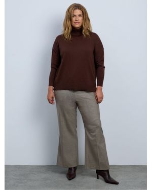 Live Unlimited Cotton Cashmere Blend Roll Neck Sweater - Brown