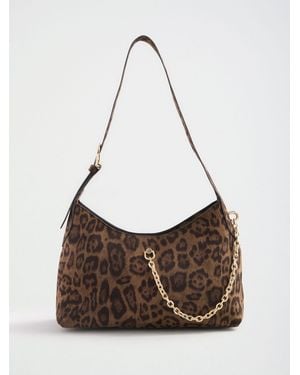 Friends Like These Leopard Print Scoop Shoulder Bag - Brown