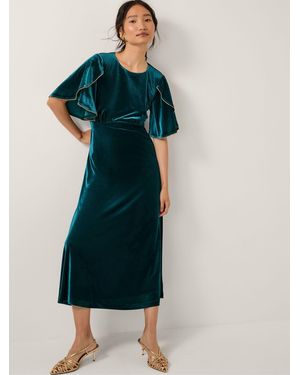 Monsoon Cecelia Velvet Cape Midi Dress - Blue