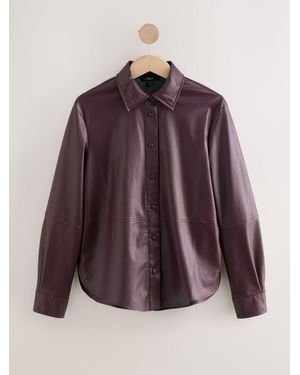 Next Faux Leather Long Sleeve Shirt - Purple