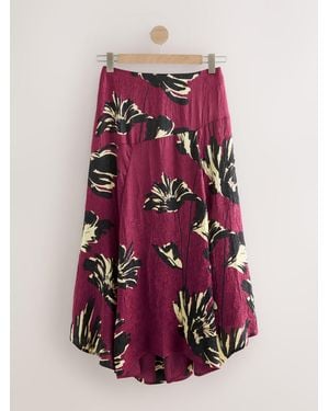 Next Crinkle Satin Asymetric Midi Skirt - Pink