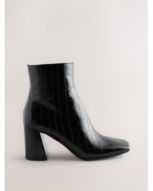 Next Standard Fit Forever Comfort Textured Square Toe Ankle Boots - Black