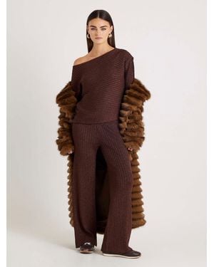 River Island Glitter Wide Leg Pants - Brown
