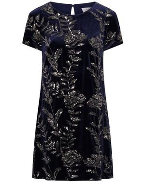Gina Bacconi Cleopatra Embroidered Velvet Dress - Black