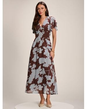 Jolie Moi Angel Sleeve Chiffon Maxi Dress - Natural