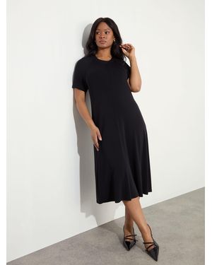 Live Unlimited Curve Jersey Short Raglan Sleeve Dress - Blue