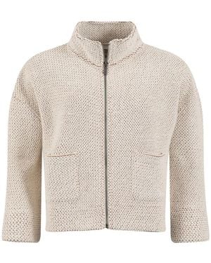 Weird Fish Emily Full Zip Cropped Macaroni Jacket - Natural