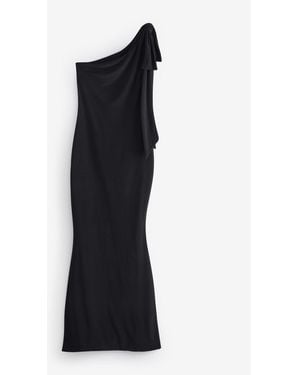 Club L London Donata Asymmetric Maxi Dress With Bow Strap - Black