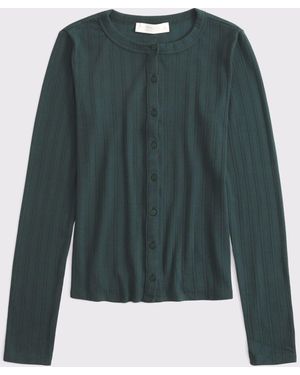 Abercrombie & Fitch Pointelle Long Sleeve Pyjama Top - Green