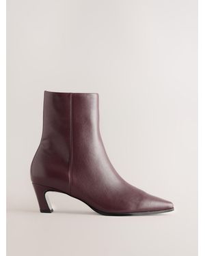 Next Burgundy Standard Fit Forever Comfort Suede Chisel Ankle Leather Boots - Purple