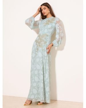 Lipsy Eid Long Sleeve Floral Burnout Embrodiery Maxi Dress - Multicolor