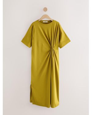 Next Short Sleeve T-Shirt Twist Midi Dress - Yellow