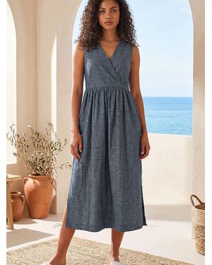 Roman Petite V-Neck Tunic Dress - Blue