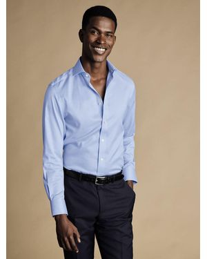 Charles Tyrwhitt Non-Iron Puppytooth Cutaway Slim Fit 100% Cotton Shirt - Blau
