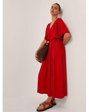 Monsoon Paula Braided Jersey Midi Dress - Red