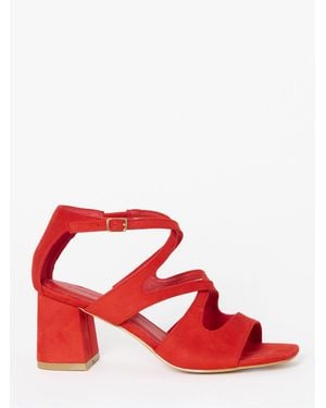Simply Be Wide Fit Cross Over Strappy Block Heel Sandals - Red