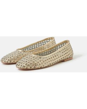Accessorize Woven Leather Ballet Flats - White