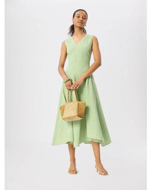 Whistles Check V-Neck Asymmetric Dress - Green
