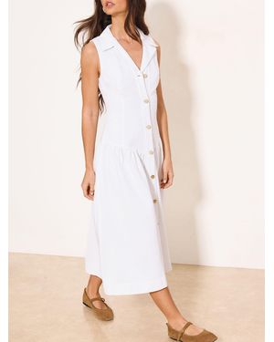 Lipsy Denim Drop Waist Midi Dress - Natural