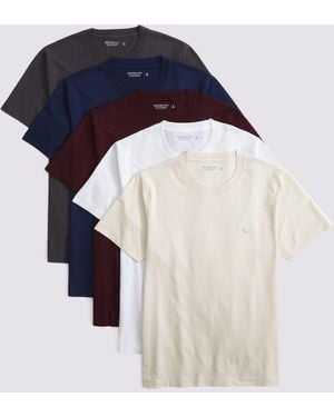 Abercrombie & Fitch 5 Pack Icon Short Sleeve T-Shirts - Blue