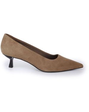 OFF THE HOOK Tilly Suede Pointed Toe Kitten Heel Court Shoes - Brown