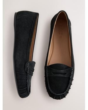 Next Forever Comfort Clean Suede Loafers - Black