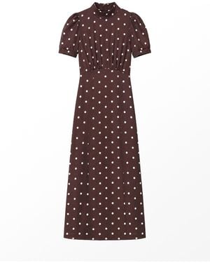 Ro & Zo Petite Polka Dot Puff Sleeve Dress - Purple
