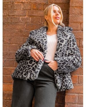 Roman Faux Animal Fur Coat - Grey