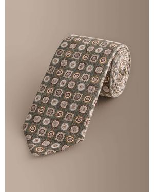 Next Signature Silk Italian Geometric Tie - Green