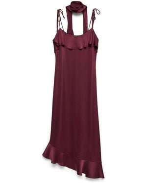 Vero Moda Satin Frill Detail Scarf Dress - Purple